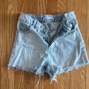 Zara Light Blue Distressed Jean Shorts